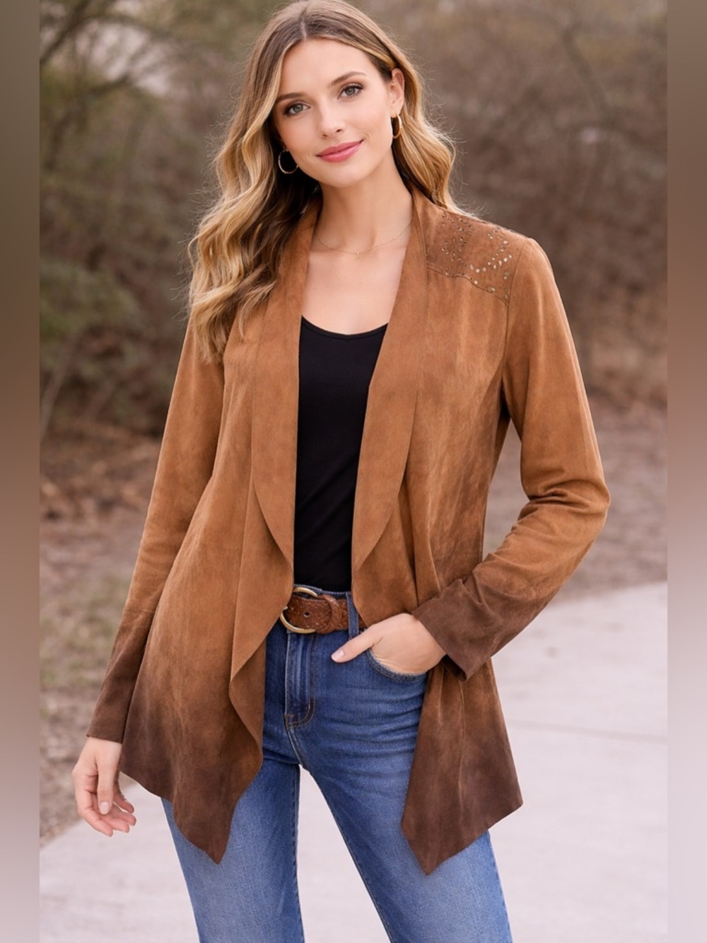 Love Riche Brown Ombre Cape Jacket